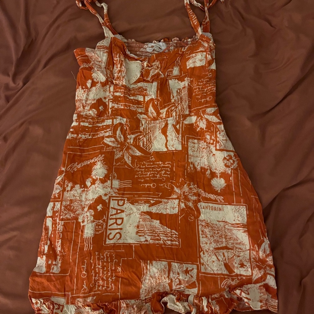 Urban outfitters orange and cream patterned dress